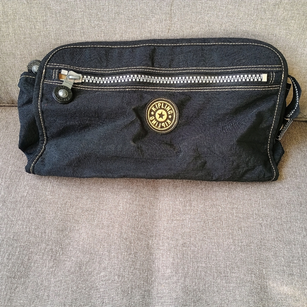 Kipling Black Nylon Toiletry Pouch with Front Zip